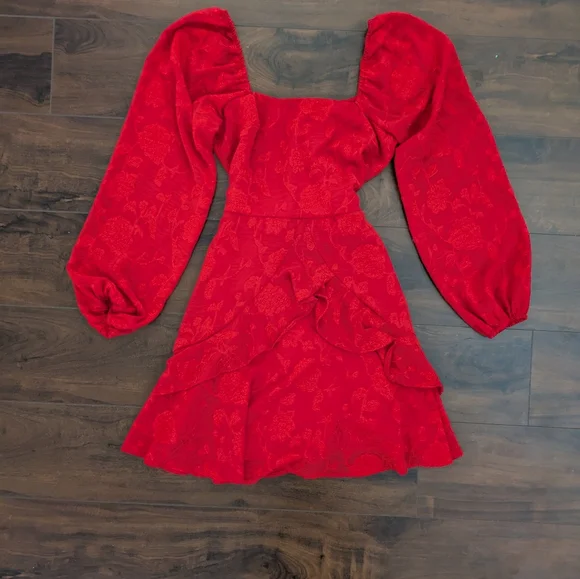 Francesca's Long Sleeve Red Dress - Picture 2 of 5